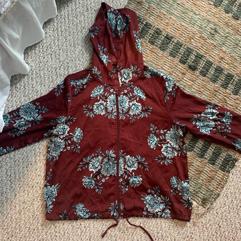 Massini Red and White Utility Jacket with Hood